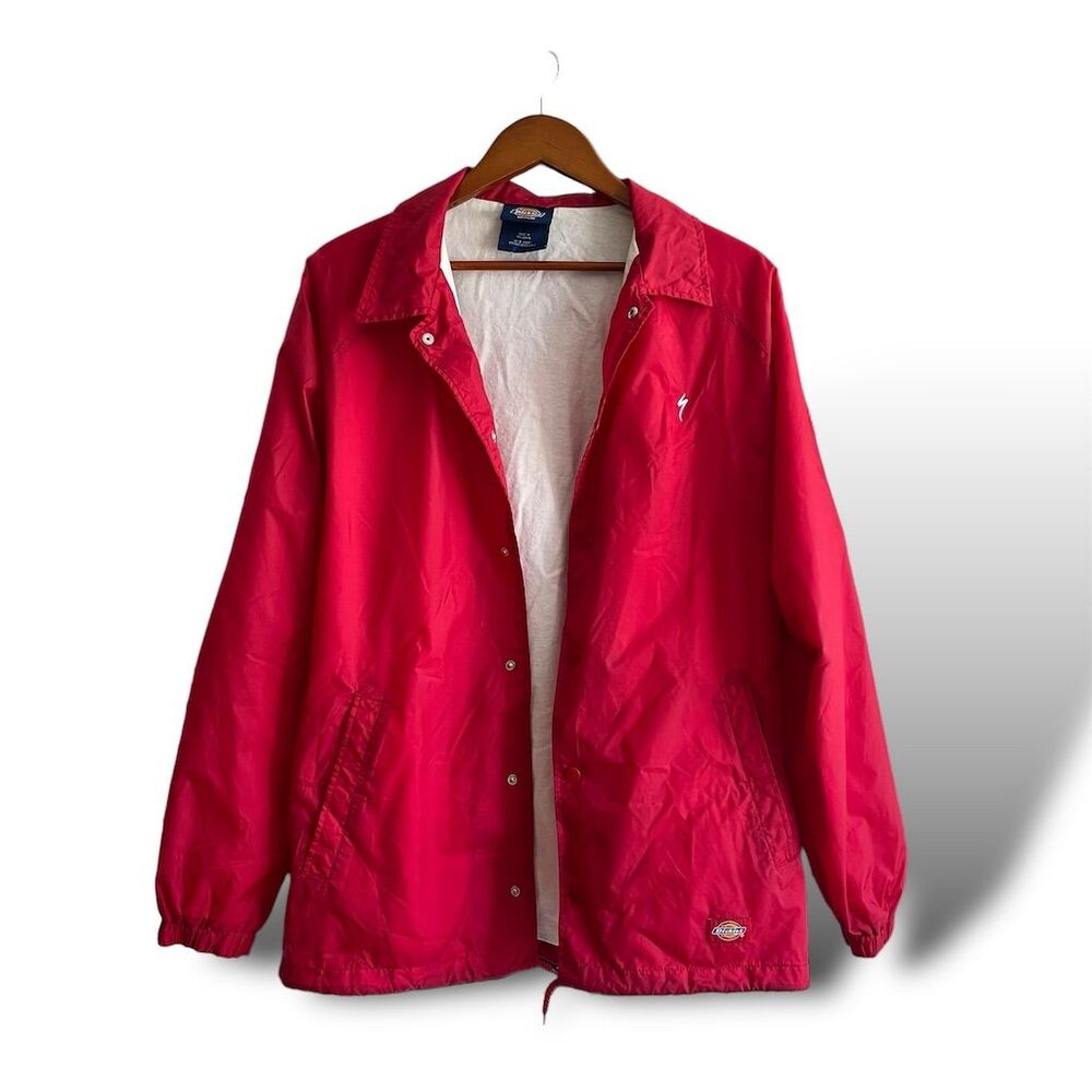 Vintage Dickies Red Windbreaker Jacket Men's Medium Snap Closure Casual